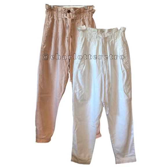 Free People • MARGATE High Waisted Paper Bag Trousers • Dusty Rose